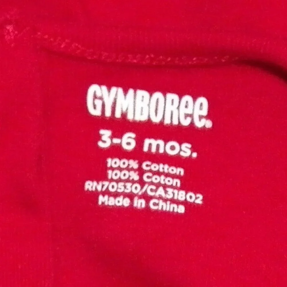 Gymboree Bodysuit Red & Black Bow Size 3-6 Months Baby Infant Shirt Top Holiday